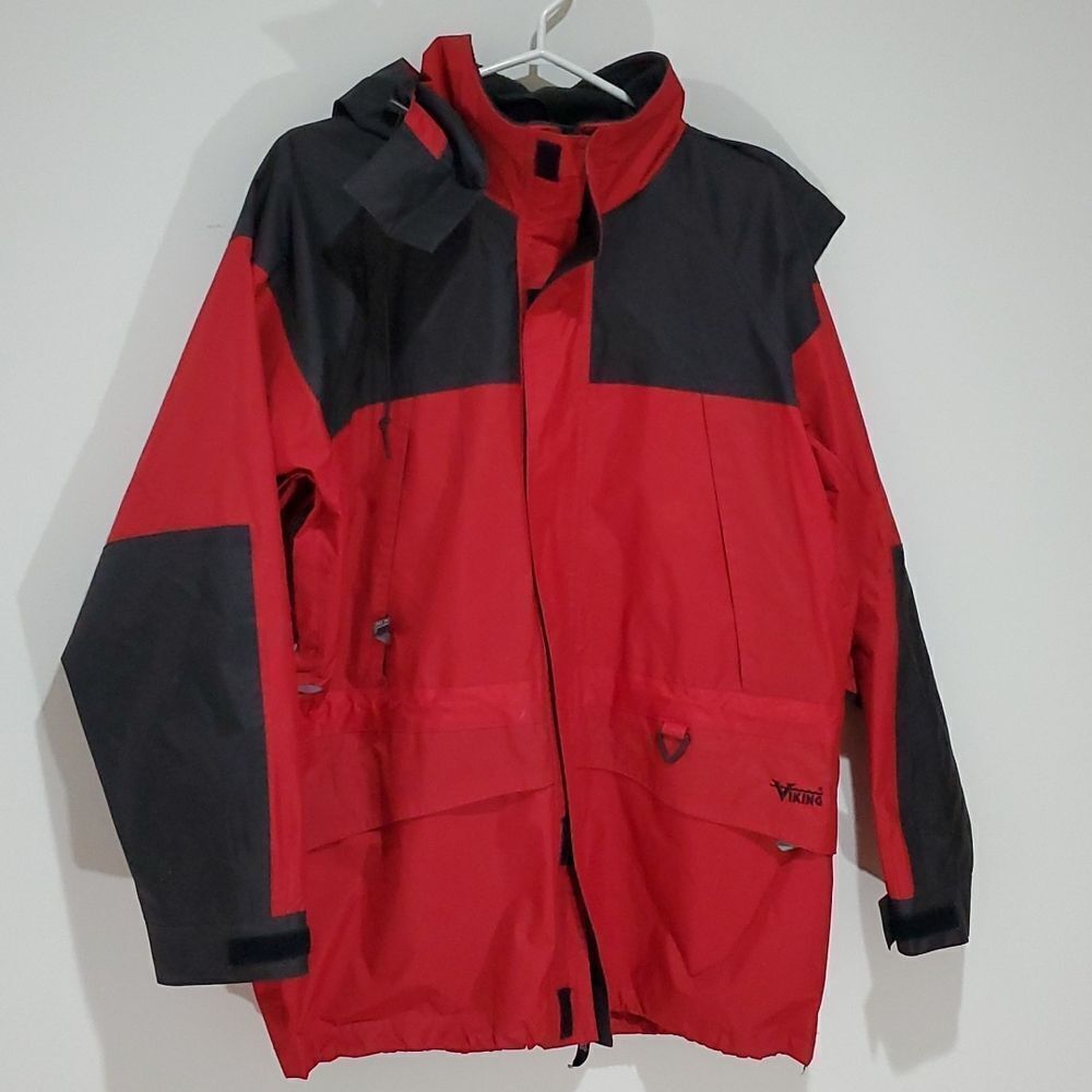 𝅺viking tempest medium red and black windbreaker jacket